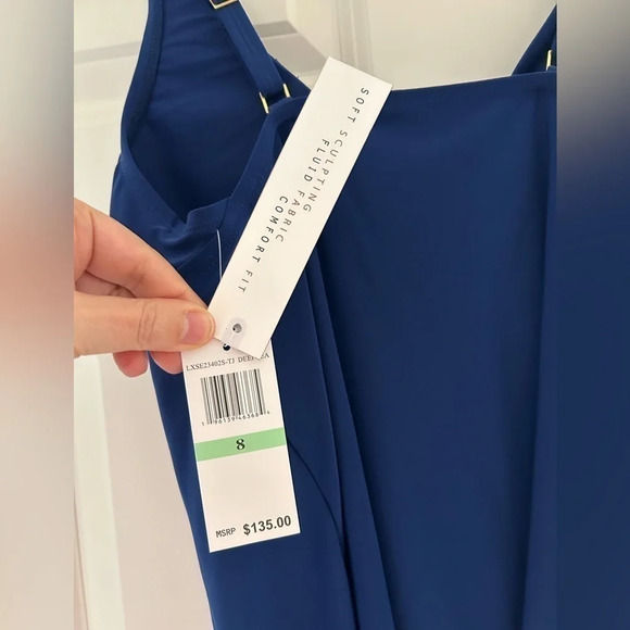 NWT Beyond Control Solid Front-Cascade Tankini Top in Blue NEW - Picture 7 of 7